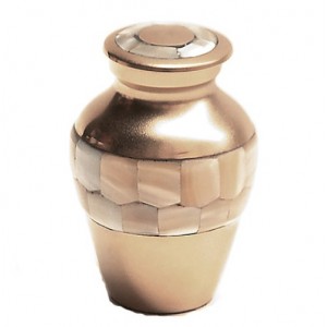 Brass Keepsake Small Urn (Gold and Mother of Pearl)
